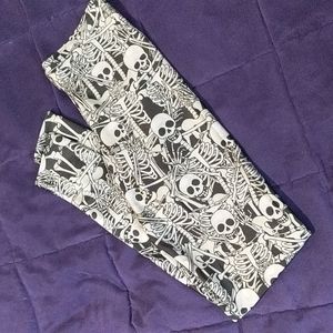 Blackmilk Skeleton Print Leggings - Black and White